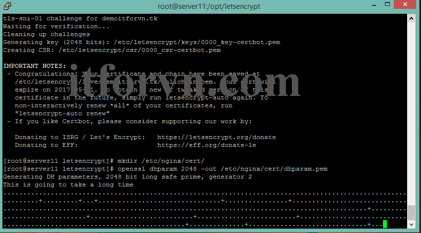 Tao file DH parameters 2048 bit Cài đặt ssl (chỉ bảo mật) Let’s Encryp trên server centos 6.x