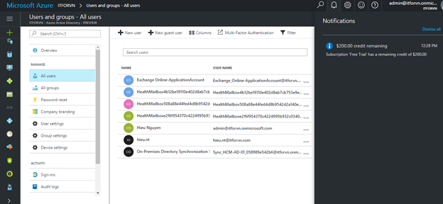 aaaaa 120 - Cấu hình Exchange Hybird và DirSync quản lý User AD bằng Azure