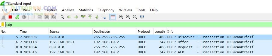 Dùng Wireshark bắt các gói tin DHCP