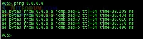 H10. Thực hiện "ping" kiểm tra kết nối đi Internet khi dùng Static Default Routing