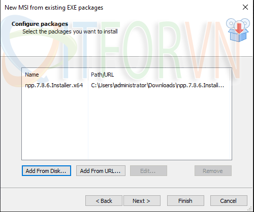 6.Choose the location to add packages for the installer Advanced Installer: Đóng gói ứng dụng cho IT pros và developers