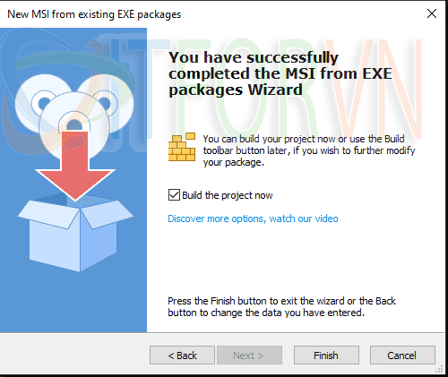 8.Completing the New MSI from existing EXE packages wizard Advanced Installer: Đóng gói ứng dụng cho IT pros và developers