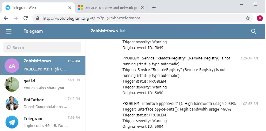 zabbix 7.15 - Zabbix monitoring network 7: Telegram Alert